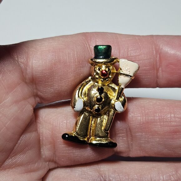 Unbranded Jewelry - Vintage Gold Tone Frosty The Snowman Pin